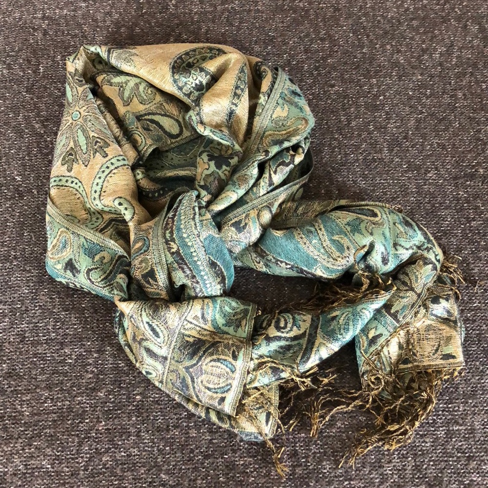 Green, gold and black elegant scarf